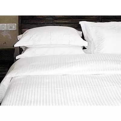 Stripes Bed Sheets With 4 Pillow Cases - White