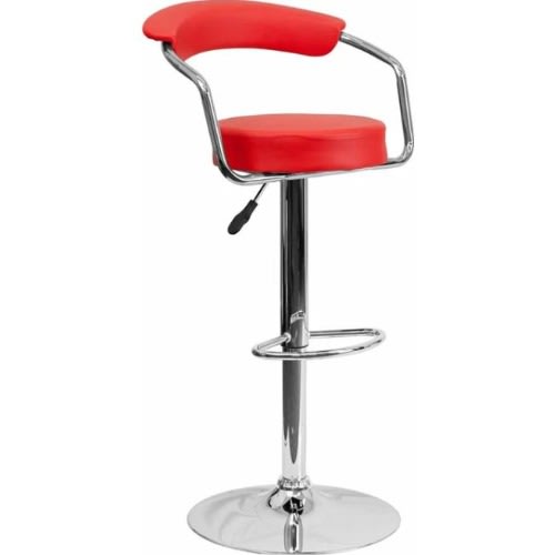Adjustable Height Swivel Metal Bar Stool - Red - Set Of 2