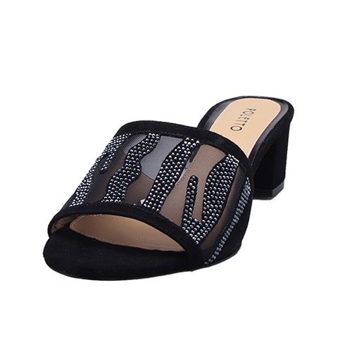Black  Suede- Net Slipper