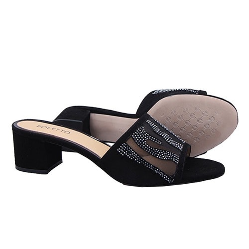 Black  Suede- Net Slipper