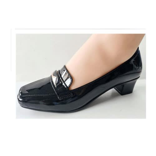Leather Short Heel Office Shoe
