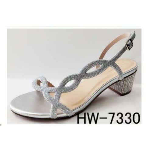 Shimmering Short Heel Sandal - Silver