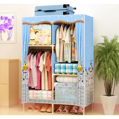 2 Column Mobile Wooden Wardrobe