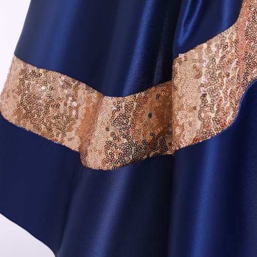 Girl  All Shimmer Chest Bow Spiral Gown - Navy Blue