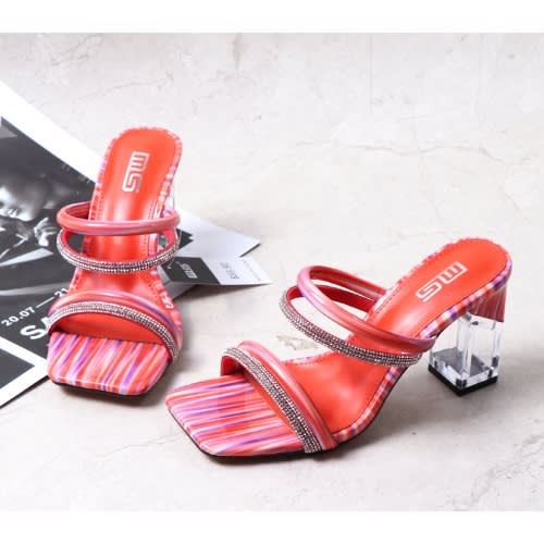 Slip On Studded Mules- Red