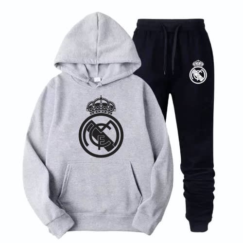 Greyhoodie And Black Jogger With Club Logo Prints Pk4