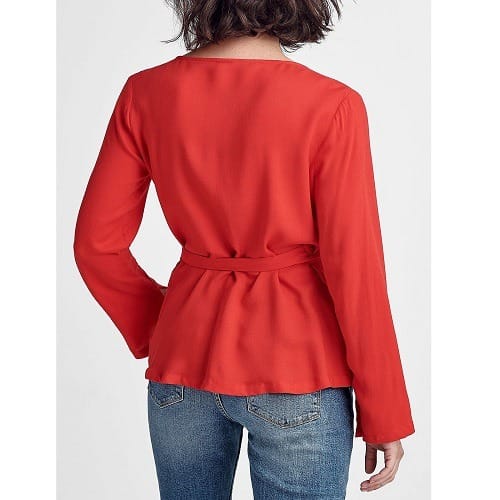 Red Striking Ellen Crepe Wrap Top