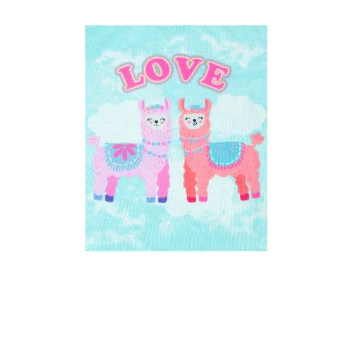 Girl Butterfly Love Llama Snug Fit Cotton Pyjamas - Aqua Lilac