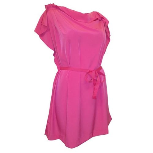 Plus Size Fuchsia Drape Slash Neck Scarf Tunic