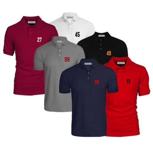Lucky Numbers 6 In 1 Casual Polo Bundle - Navyblue, Black, White, Grey, Wine, Red.