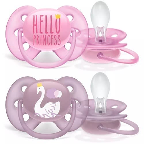 Ultra Soft Deco Baby Pacifier, 6-18months, Little Hello Princess Swan - 2 Packs