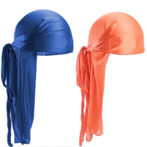 2 In 1 Silky Durags(Royal blue & Orange)