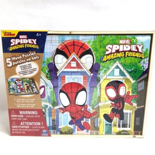 Disney Junior Marvel Spidey Amazing Friends 5 Wooden Puzzle Set