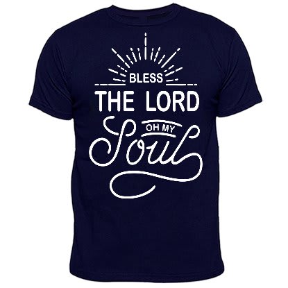 Bless The Lord Print Tshirt - Navy Blue