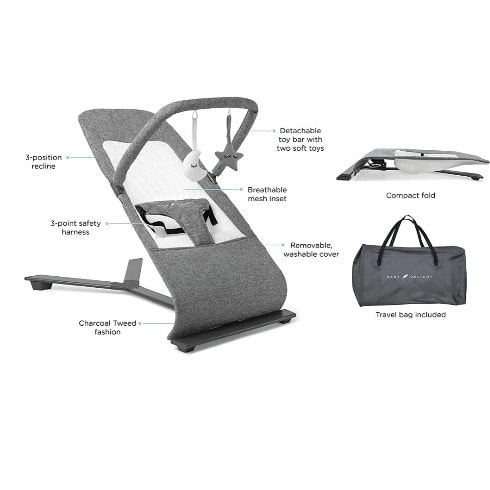 Alpine Deluxe Portable Bouncer - Charcoal Tweed