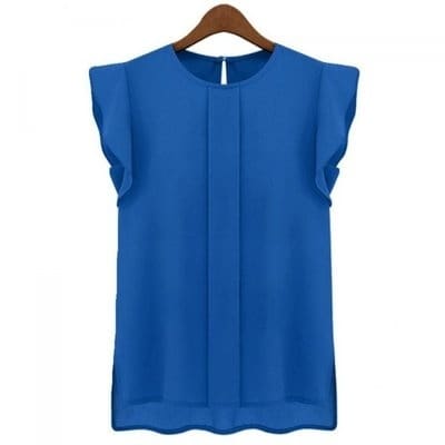 Women's Chiffon Short Sleeve Blouse - Blue