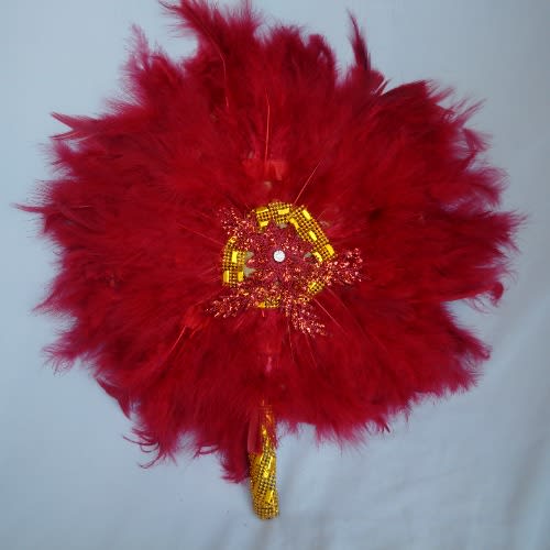 Wine Feathers With Gold Details Bridal Handfan
