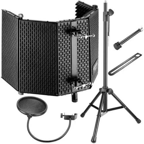 Vocal Booth With Mic Reflection Filter + Pop Filter + Stand