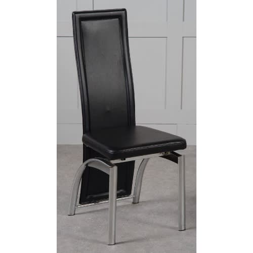 Chrome Dinning Chair - Black
