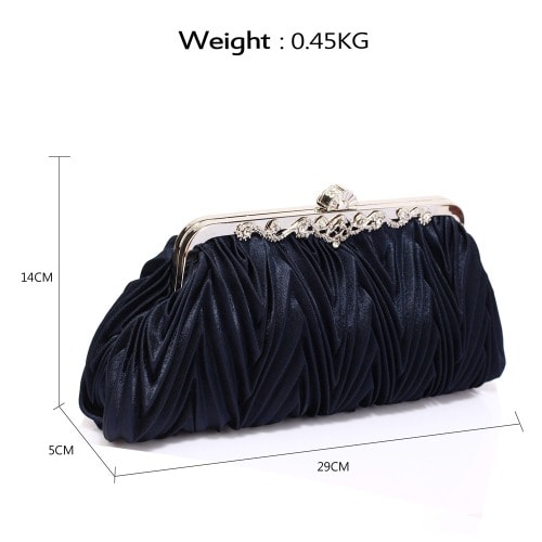 Navy Satin Evening Clutch Bag