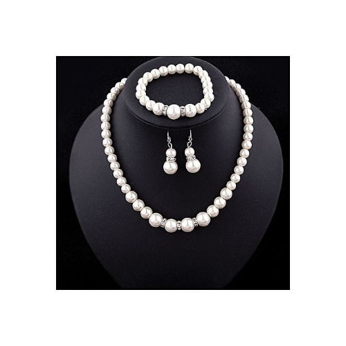 Jewelry Set - Necklace + Earrings & Bracelet - Silver Jewel