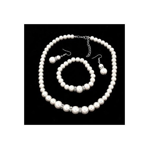 Jewelry Set - Necklace + Earrings & Bracelet - Silver Jewel