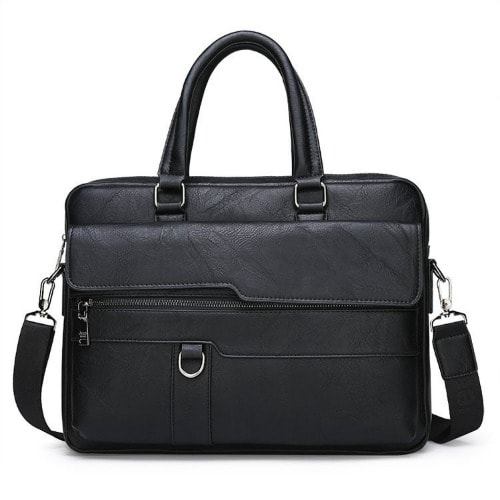 Business Men's Leather Formal Bag - 39cm x 28cm x 14cm -  Black