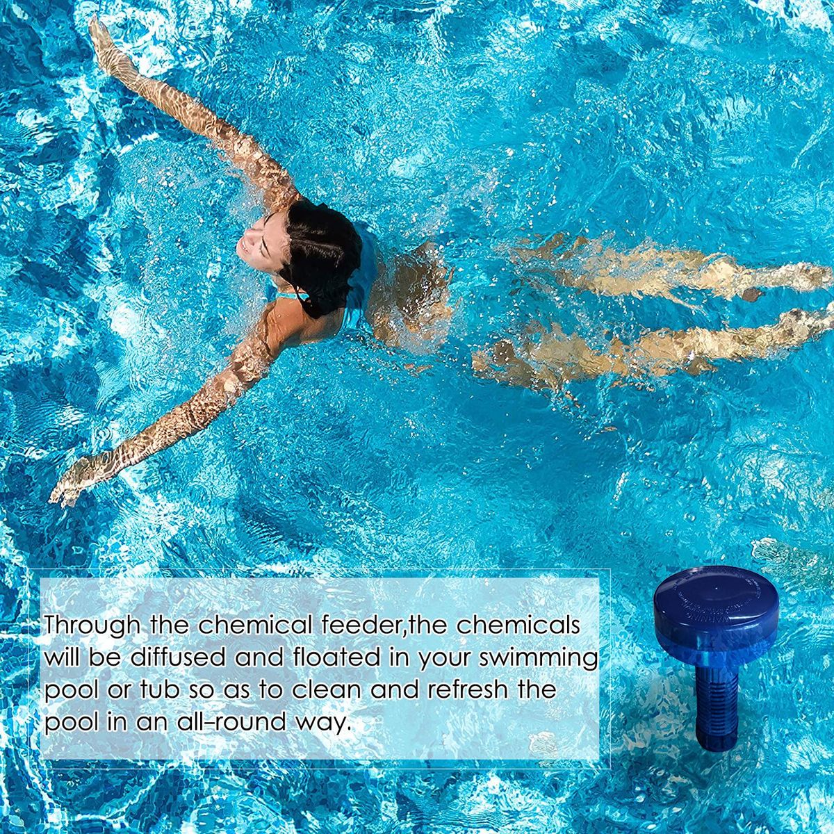 Floating Chemical Feeder with Scale Rotation Adjustable Chemical Dispenser Dosing Device Chlorinator for Swimming Pool Spa