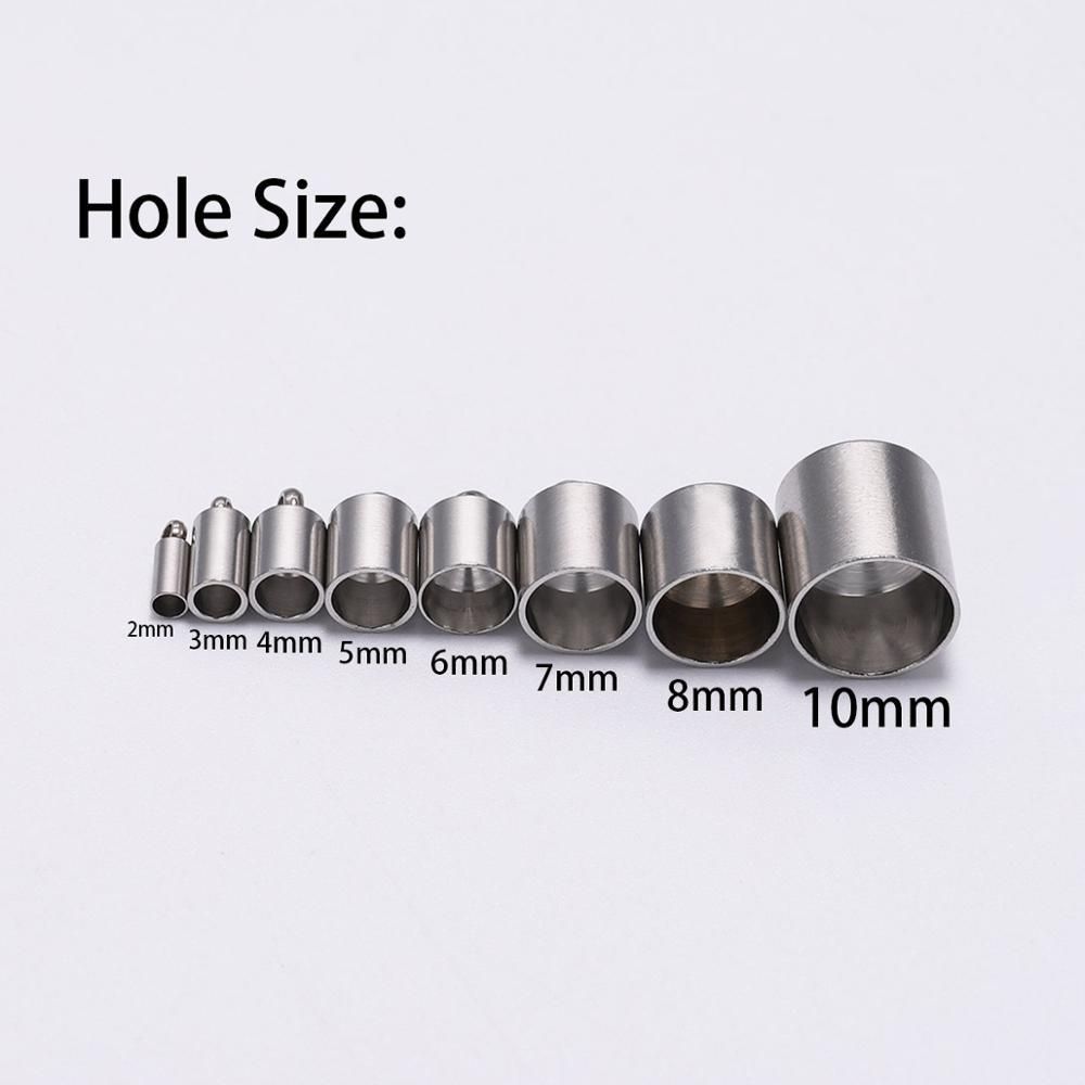 10Pcs/Lot Stainless Steel End Tip Cap Fit 1.5-10mm Tassel Leather Cord End Crimp Cap for DIY Bracelet Jewelry Making Accessories