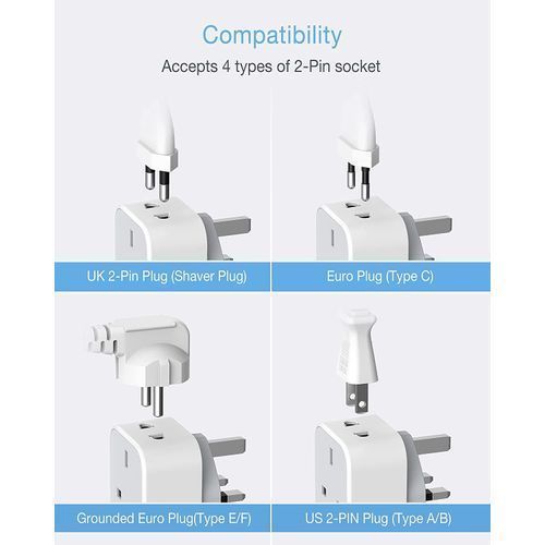 Wall Charger UK Power Strip USB Adapter 2 Pin To 3 Pin Plug