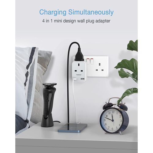 Wall Charger UK Power Strip USB Adapter 2 Pin To 3 Pin Plug