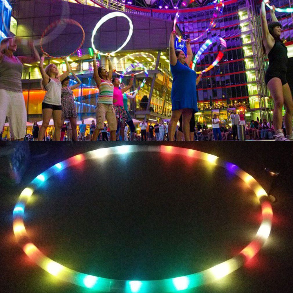 LED Colorful Fitness Circle Performing Arts Abdominal Loss Light Fitness Crossfit-Burgundy