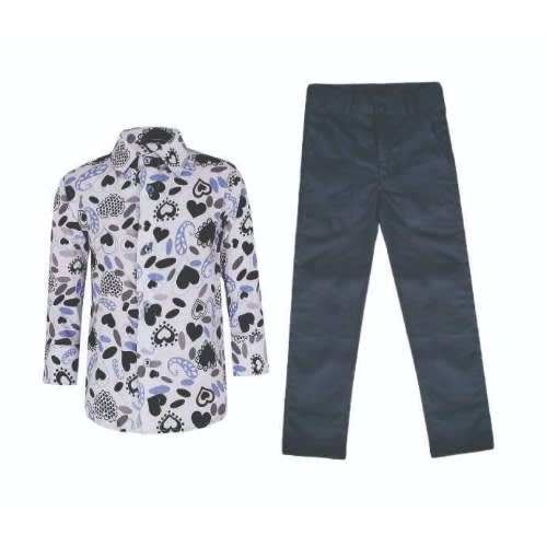 Boys' 2piece  Shirt & Trousers - Black And Blue