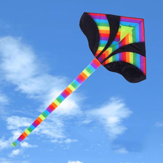 Huge Colorful Soars High  Kite For Children Enjoy Black Border