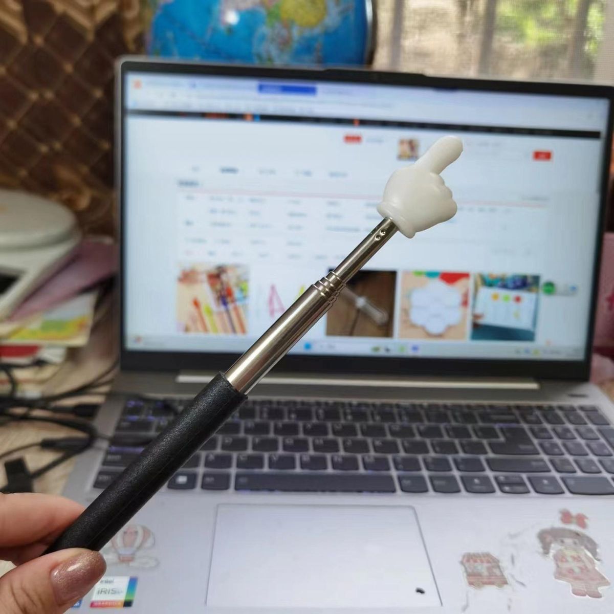Break-resistant Metal Pointer Telescopic Handheld for Classroom Black