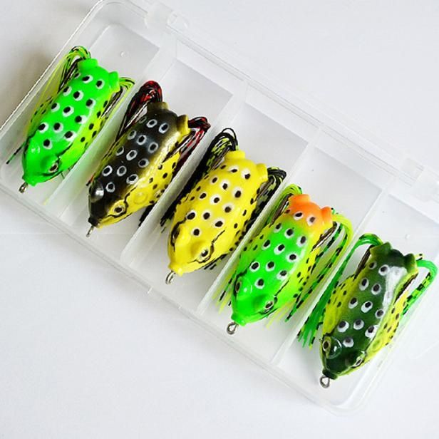 5 Hollow Body Topwater Frogs Fishing Lures Baits With