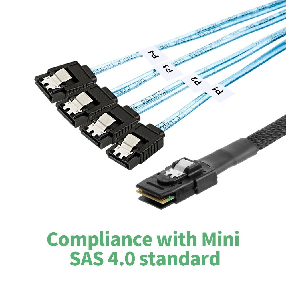 Mini SAS SFF-8087 to 4 SATA Hard Disk Cable Server Data Cable with 12Gbps Transmission Rate 22.5Gbit/s Bandwidth 1M