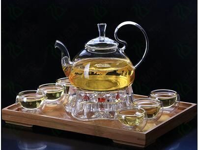 7pcs/set Teapot 1 Teapot+6pcs Double Layer Glass Tea Cup