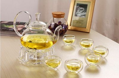 7pcs/set Teapot 1 Teapot+6pcs Double Layer Glass Tea Cup