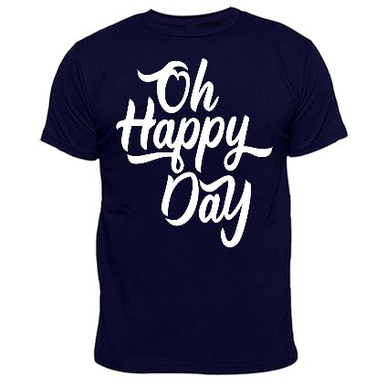 Oh Happy Day Print T-shirt - Navy Blue