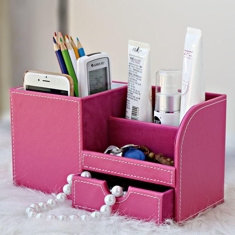 Conference Room Pen Holder Desktop Storage Organize Box Business Multifunction Pencil Case Office Stationery Storage Box of Leather