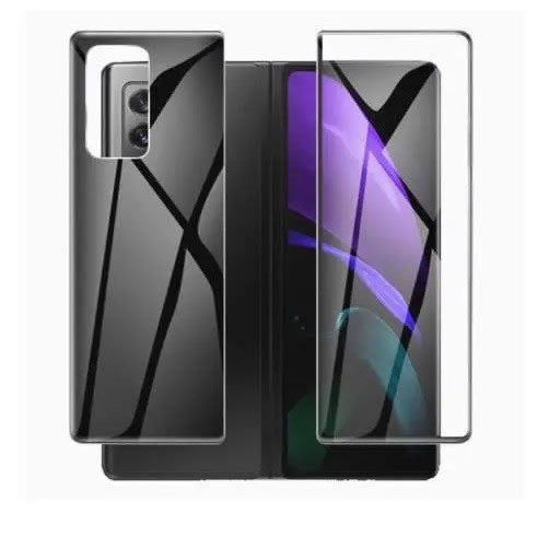 Screen Protector - Front + Back -black -full Covered Glass For Samsung Galaxy Z Fold 2