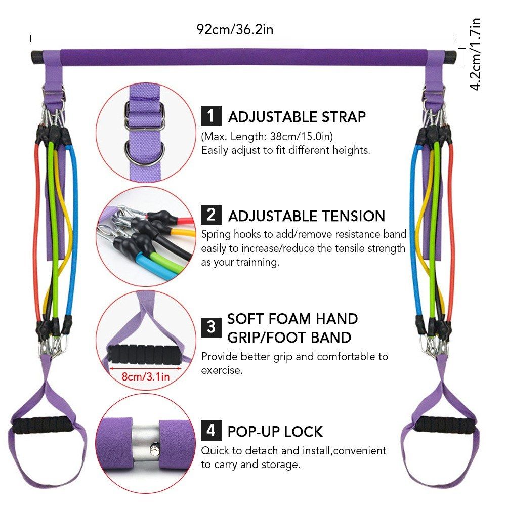 Multifunctional Pilates Bar Kit Adjustable Resistance Band