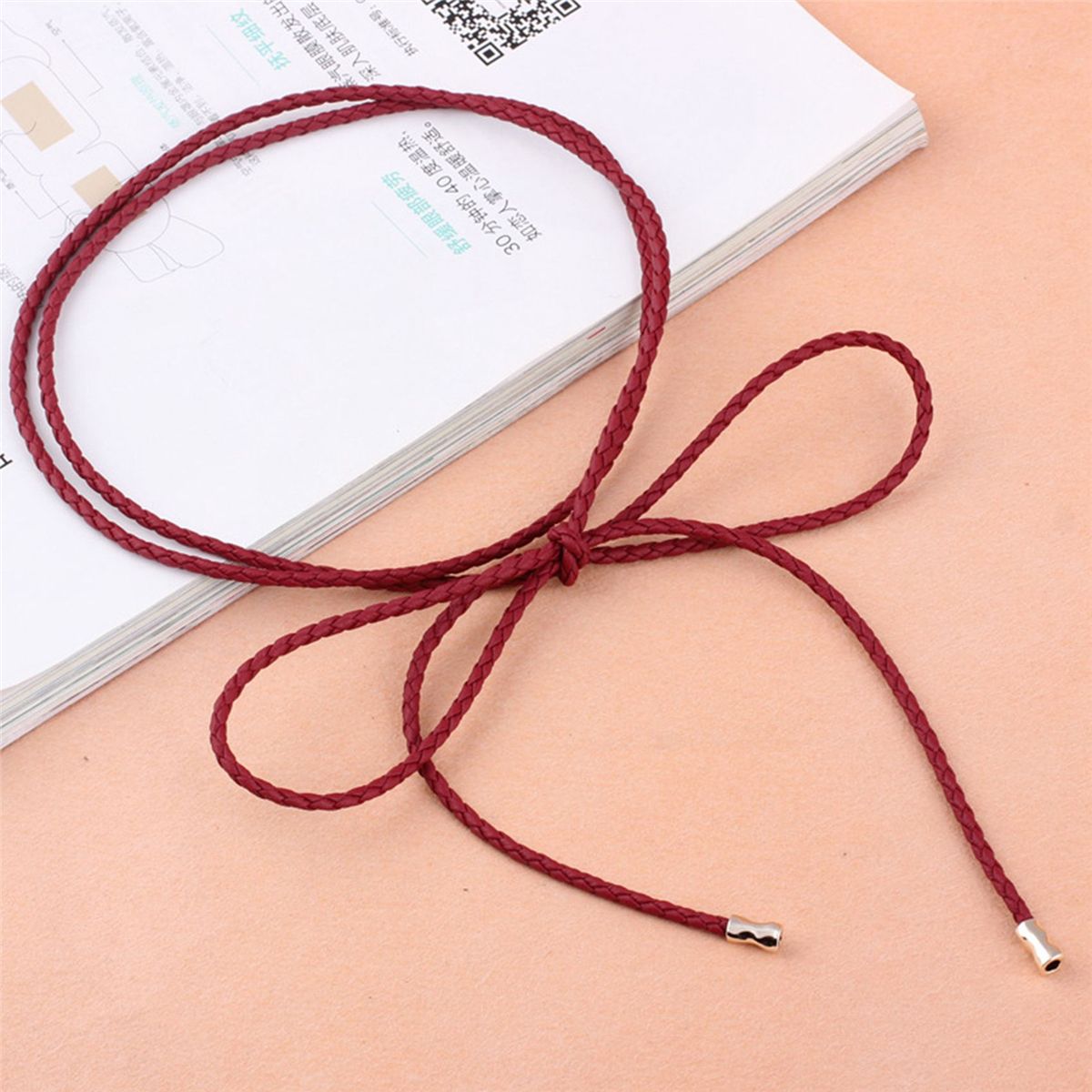 4Pcs Women PU Leather Knitted Waist Belt Rope Chain Set for Women Skinny Belt Slim Tie Belts for Women Girls Dresses