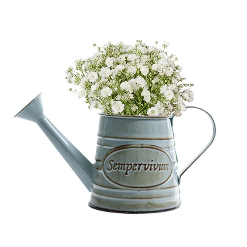 Iron Flower Bucket Flower Pot Handle Kettle Vase Flower Arrangement Desktop Balcony Home Interior Decoration Nursery Plant Pots