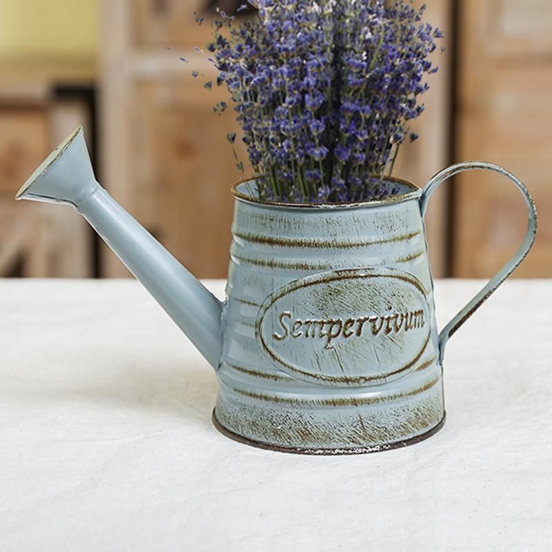 Iron Flower Bucket Flower Pot Handle Kettle Vase Flower Arrangement Desktop Balcony Home Interior Decoration Nursery Plant Pots