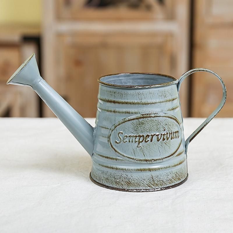 Iron Flower Bucket Flower Pot Handle Kettle Vase Flower Arrangement Desktop Balcony Home Interior Decoration Nursery Plant Pots