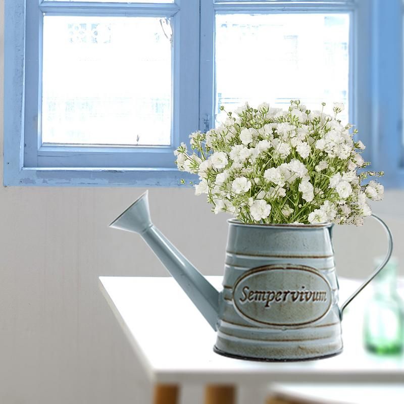 Iron Flower Bucket Flower Pot Handle Kettle Vase Flower Arrangement Desktop Balcony Home Interior Decoration Nursery Plant Pots