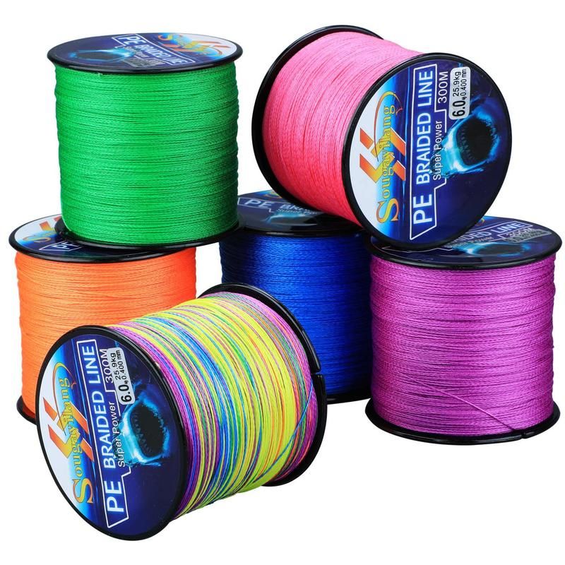 300M Line Pesca 4 Strands Fishing PE Line Multifilament Fishing 6.3-32.8kg Braided Smooth 0.6-8.0# Line Fishing