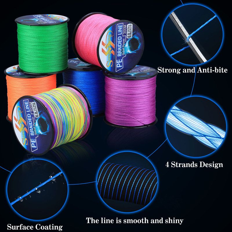 300M Line Pesca 4 Strands Fishing PE Line Multifilament Fishing 6.3-32.8kg Braided Smooth 0.6-8.0# Line Fishing
